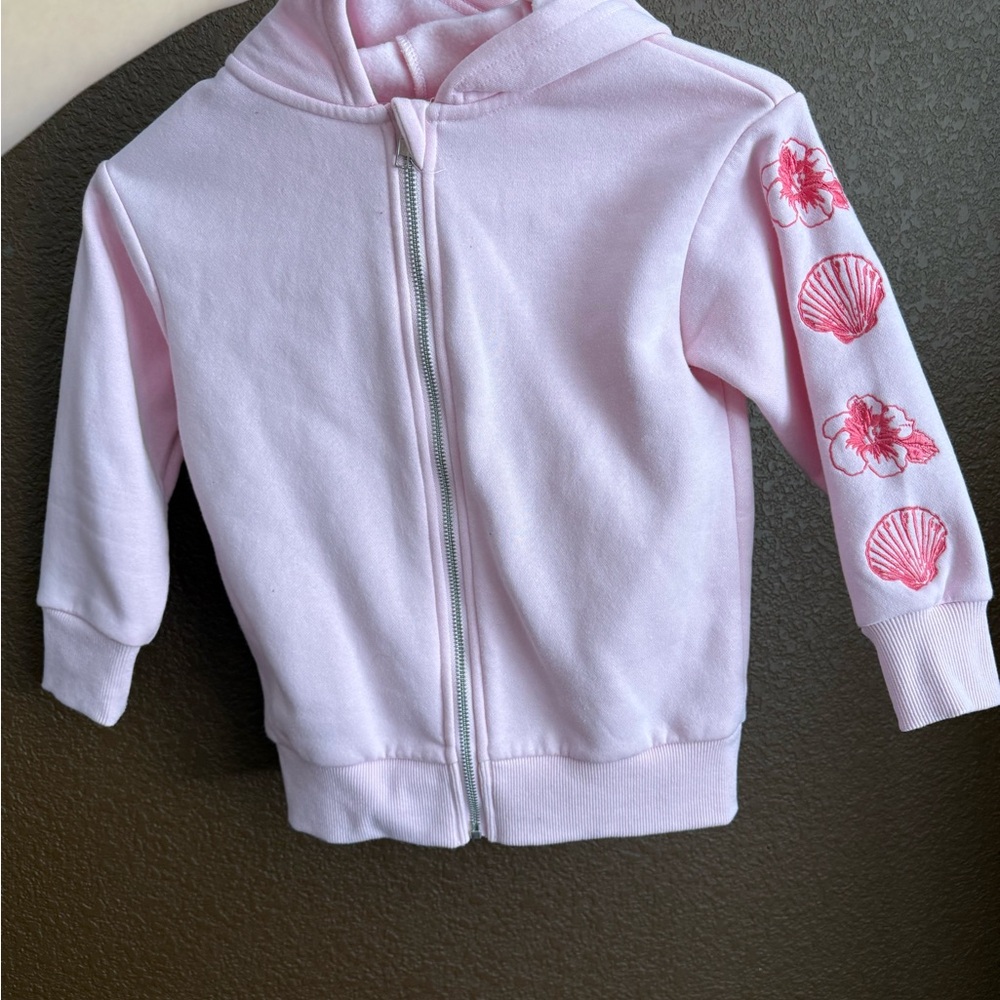 Pink Hoodie with Floral Sleeve Design